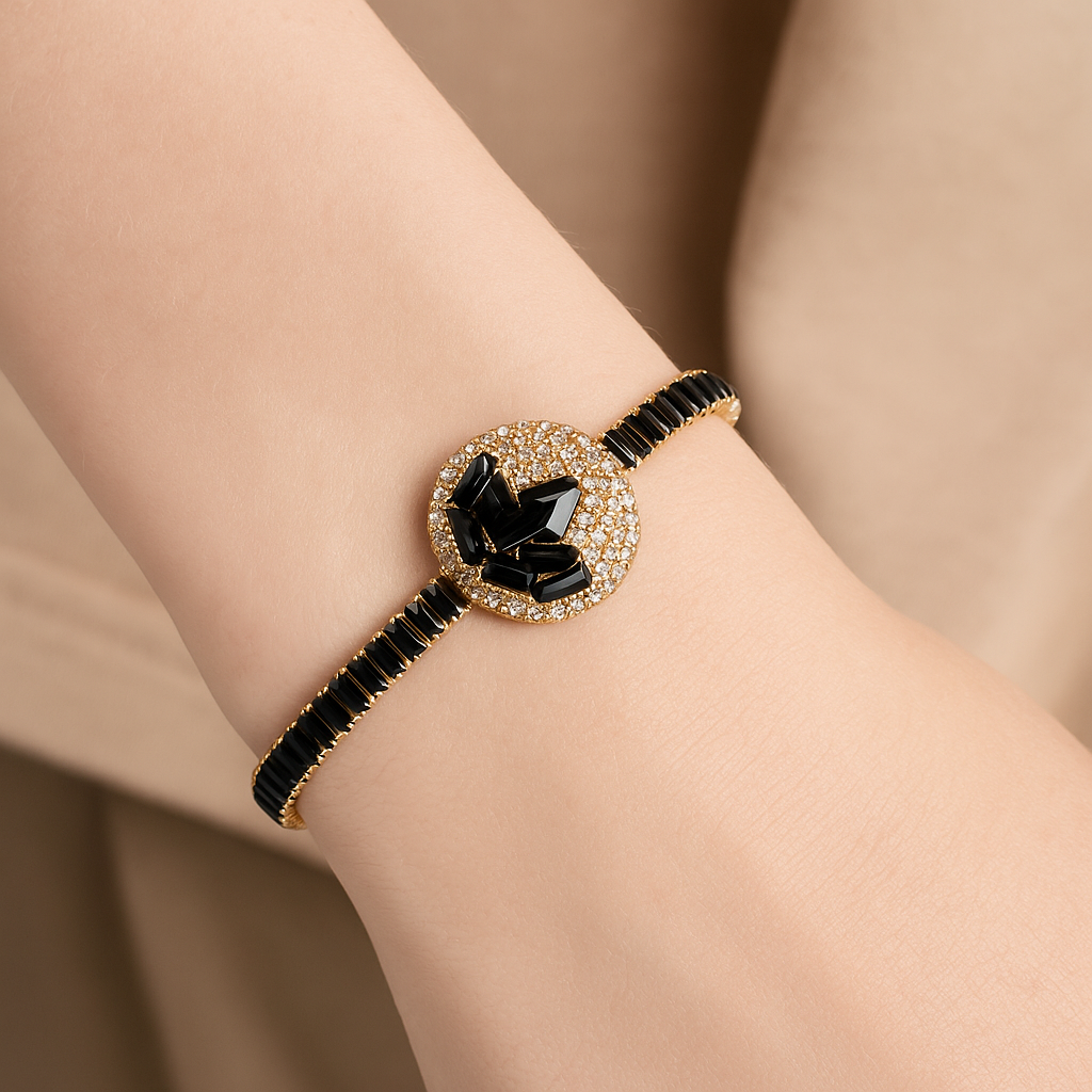 Noir Crown Pavé Bracelet ( Black )