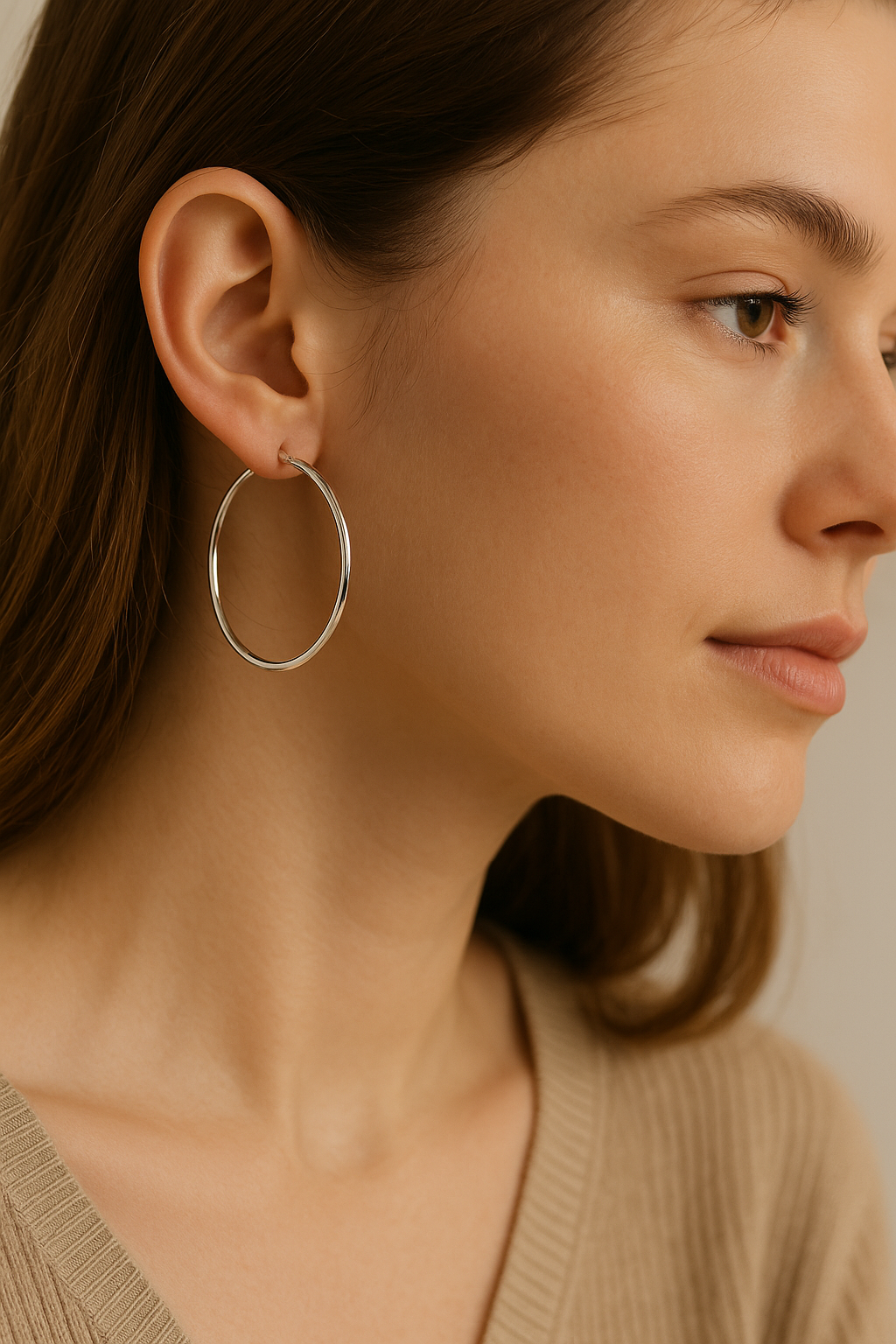 Lunara Silver Hoops