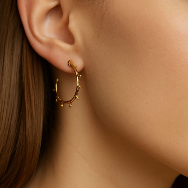 Golden Spike Hoop Earrings