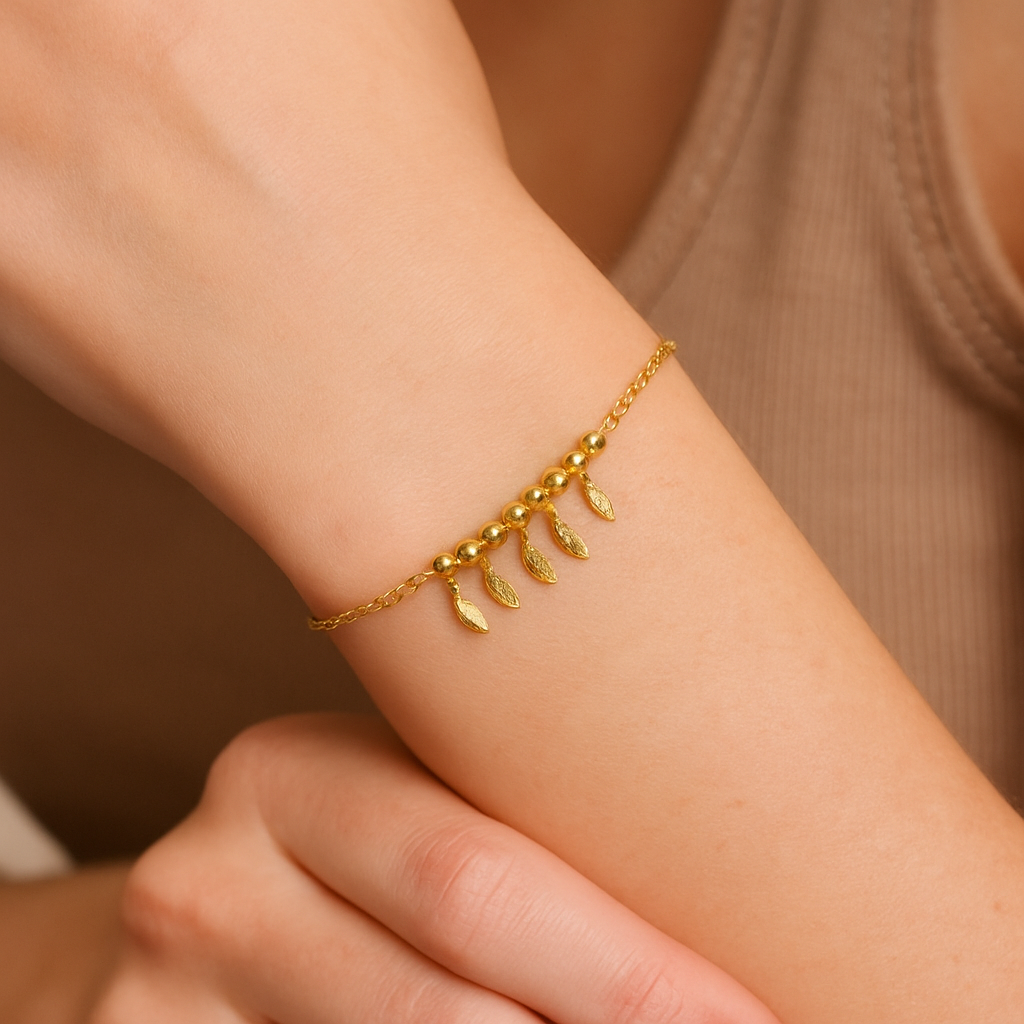 Golden Leaf Charm Bracelet