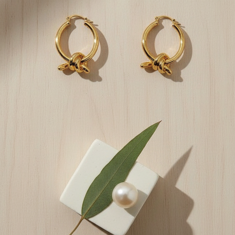 Luxe Knot Gold Hoop Earrings