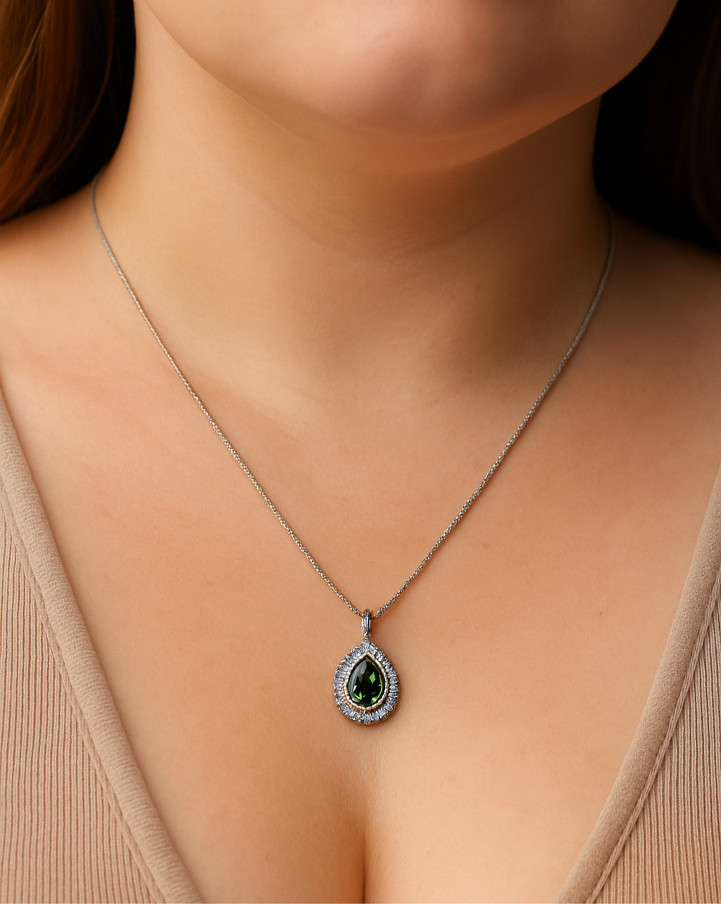 Emerald Teardrop Glow Locket
