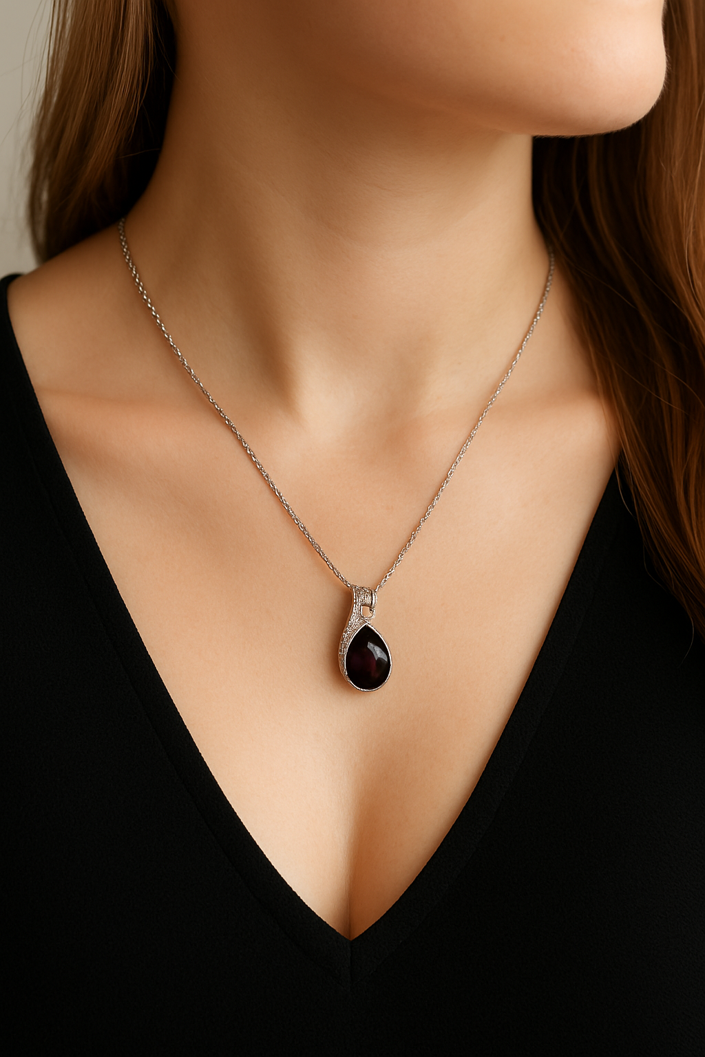 Crimson Elegance Teardrop Pendant