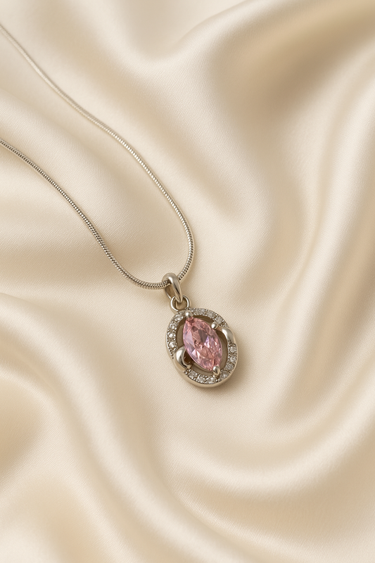 Blush Elegance Pink Stone Locket