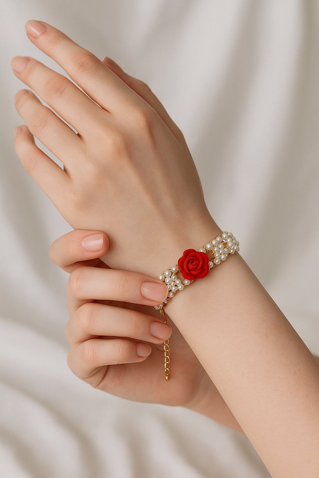 Scarlet Bloom Pearl Bracelet