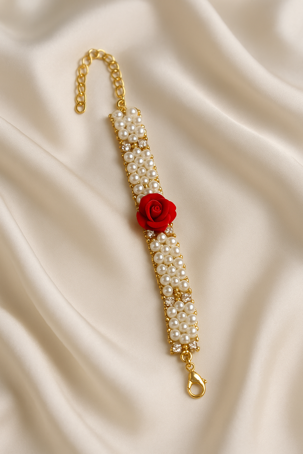 Scarlet Bloom Pearl Bracelet