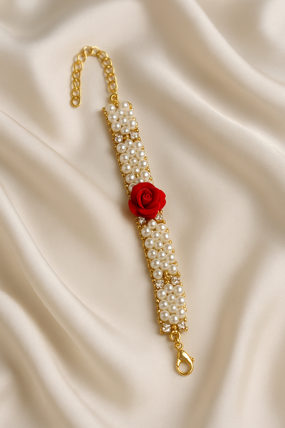 Scarlet Bloom Pearl Bracelet