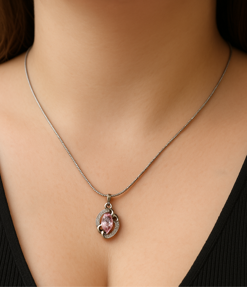 Blush Elegance Pink Stone Locket