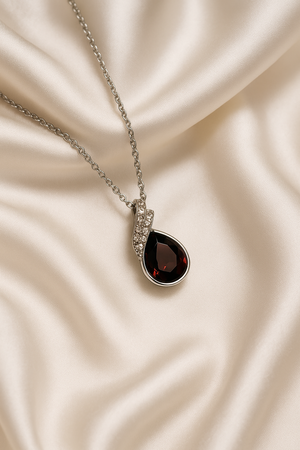 Crimson Elegance Teardrop Pendant