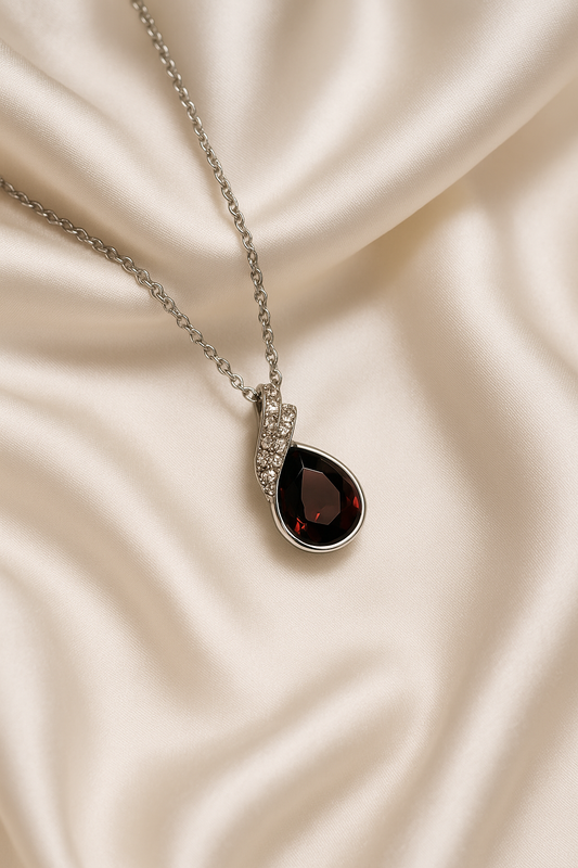 Crimson Elegance Teardrop Pendant