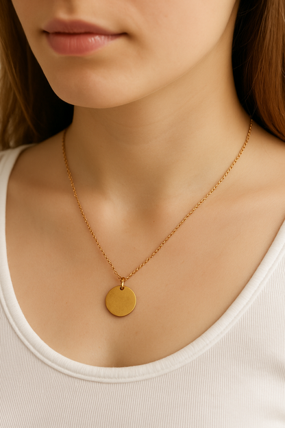 Golden Glow Disc Pendant Necklace