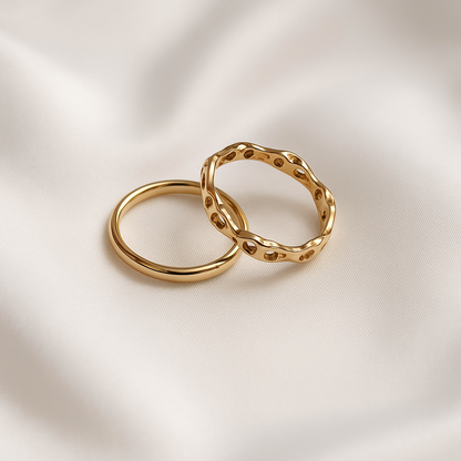 Radiant Duo – Elegant Artificial Gold-Tone Rings (Set of 2)