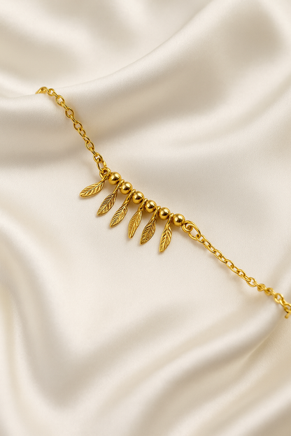 Golden Leaf Charm Bracelet