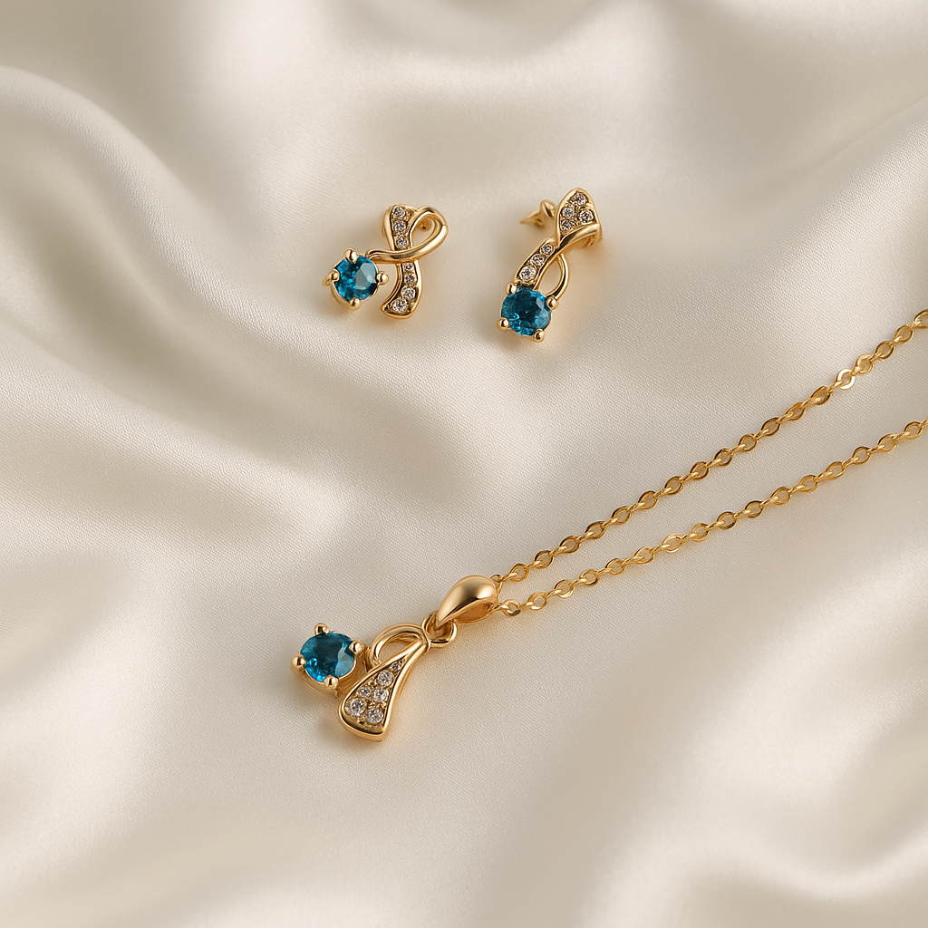 Aqua Grace Pendant & Earring Set