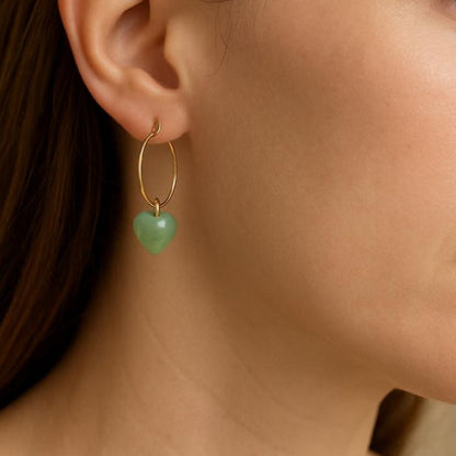 Emerald Glow Heart Hoops