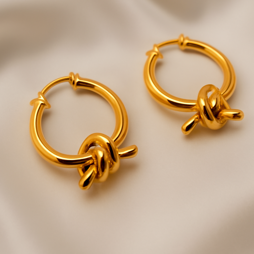 Luxe Knot Gold Hoop Earrings