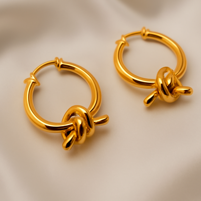 Luxe Knot Gold Hoop Earrings