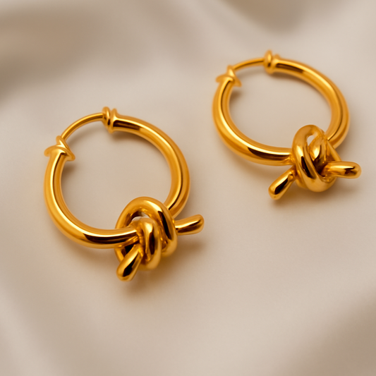 Luxe Knot Gold Hoop Earrings