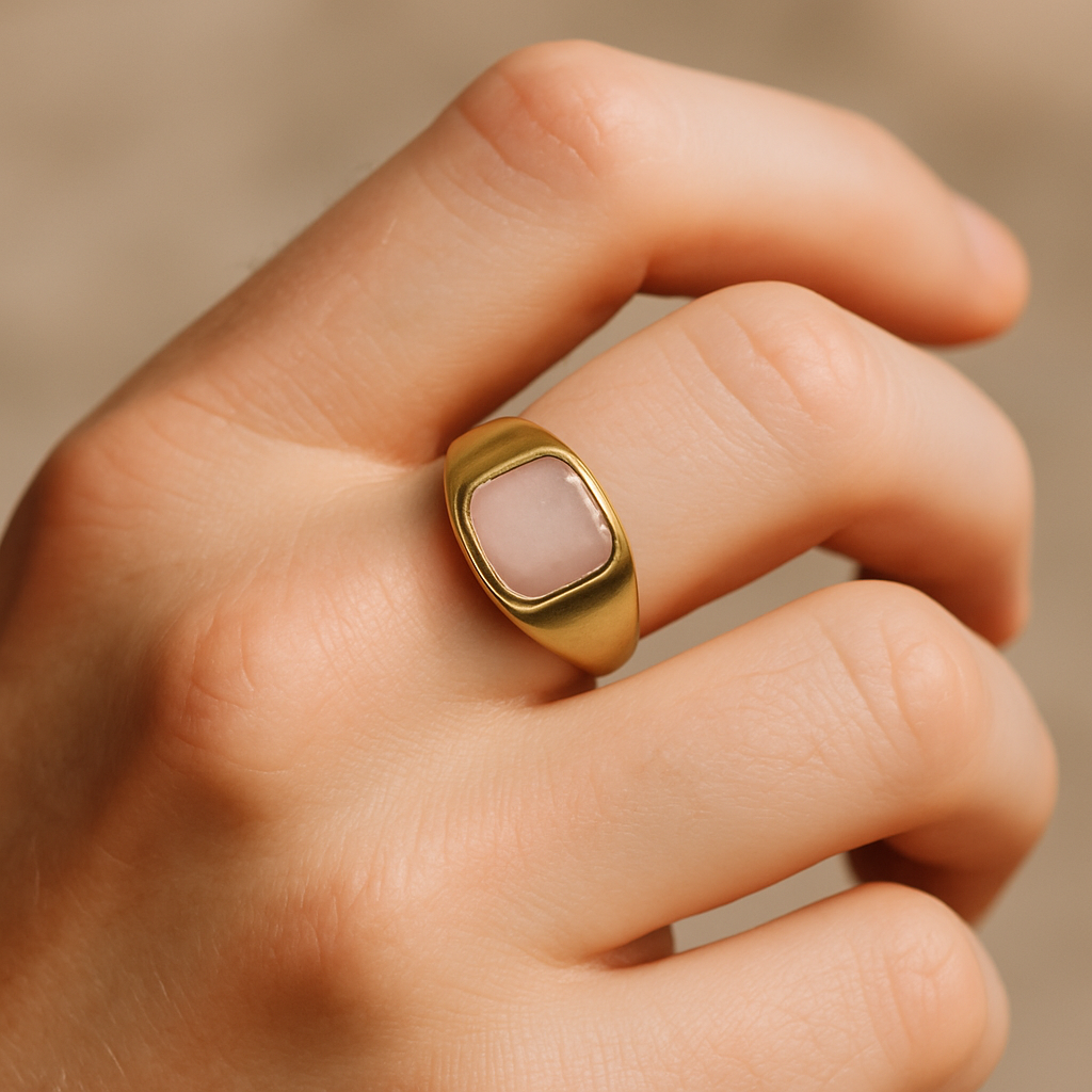 Aurora Luxe Artificial Gold Signet Ring
