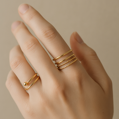 Golden Glow Stacked Ring Set