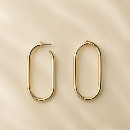 Sleek Oval Hoop Earrings