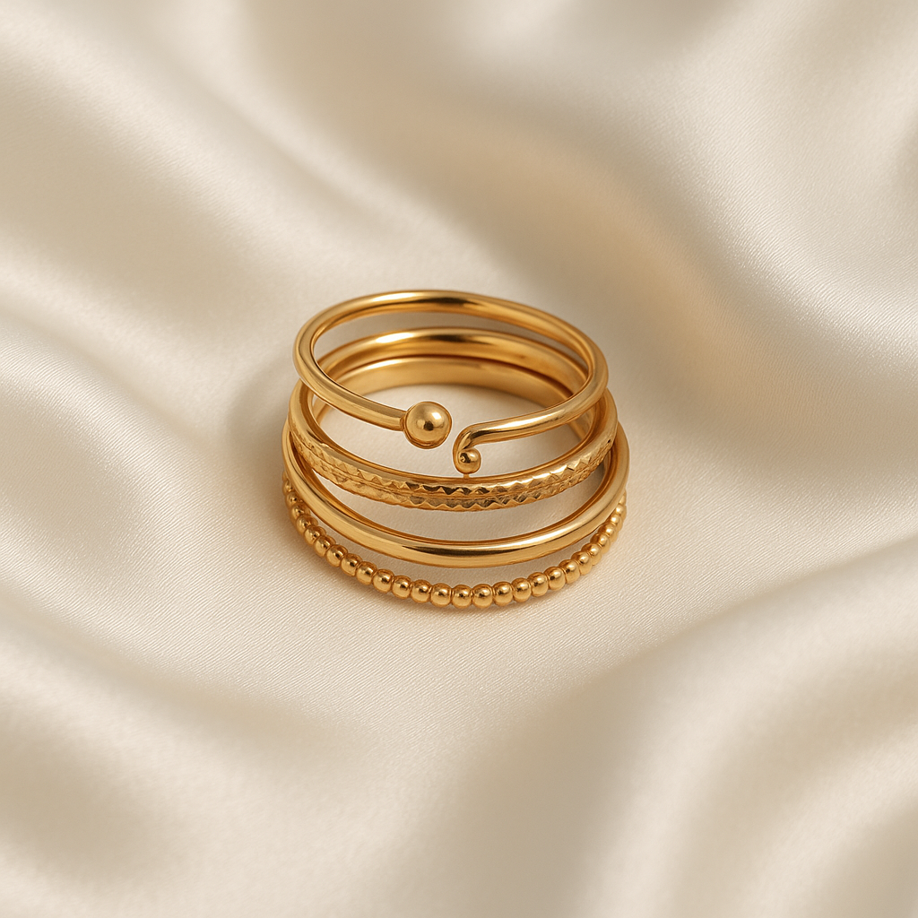 Golden Glow Stacked Ring Set