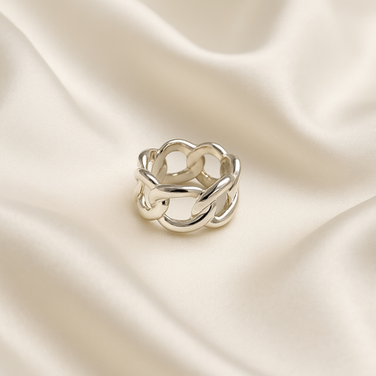 Eterna Link Band – Silver Chain Ring