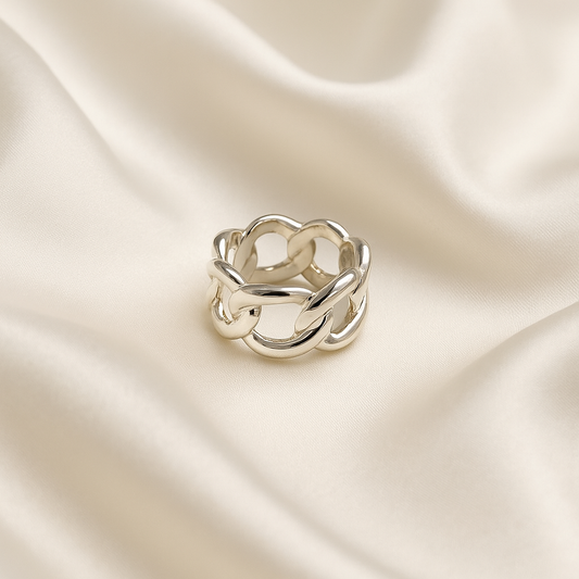 Eterna Link Band – Silver Chain Ring