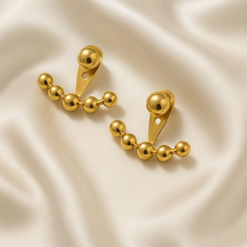 Golden Radiance Ear Jacket Earrings