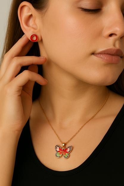 Eternal Bloom Butterfly Pendant Set