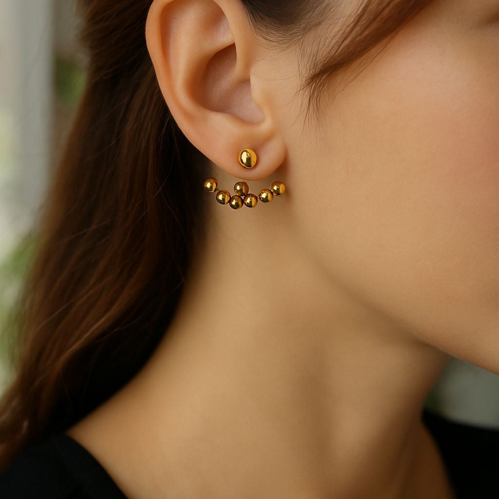 Golden Radiance Ear Jacket Earrings