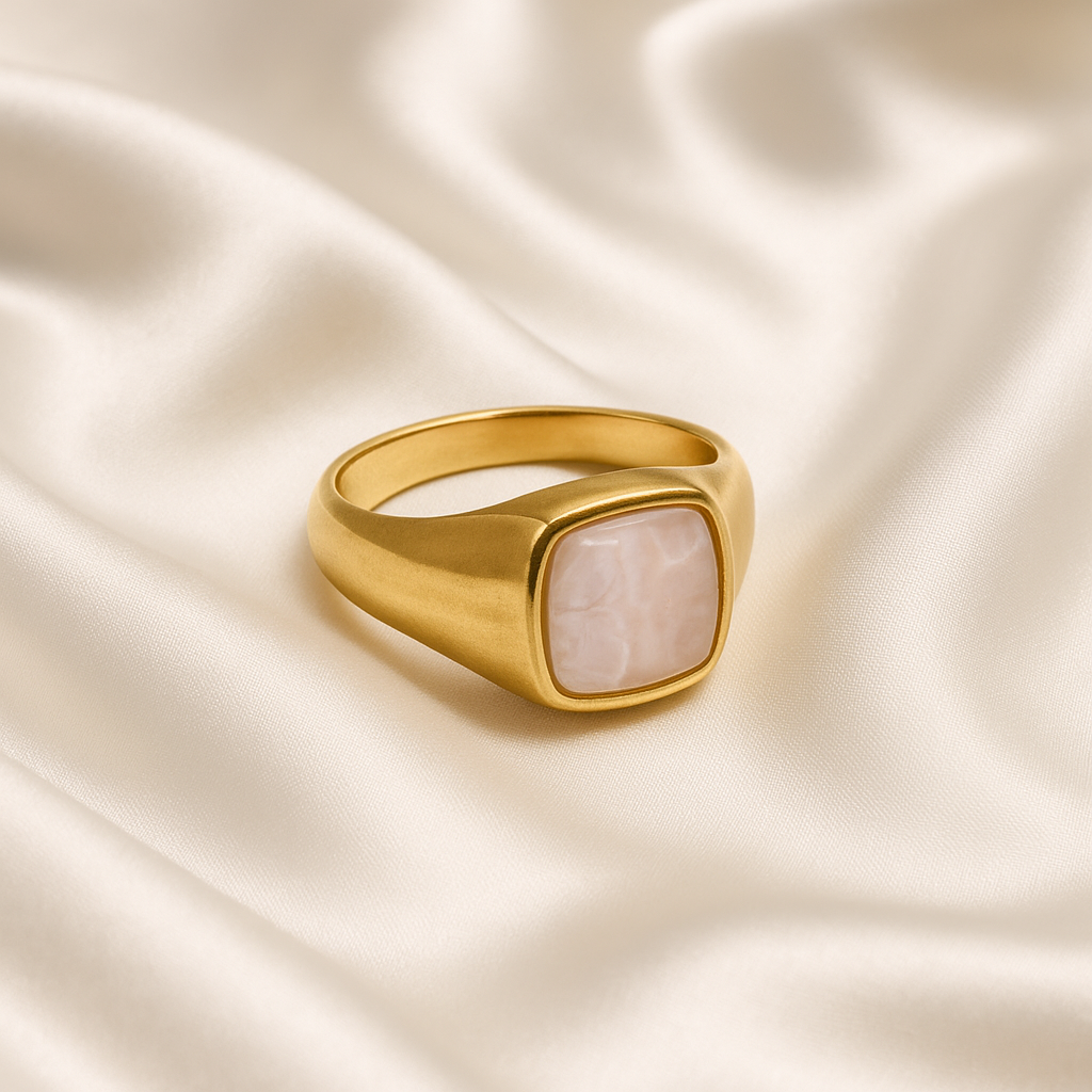 Aurora Luxe Artificial Gold Signet Ring