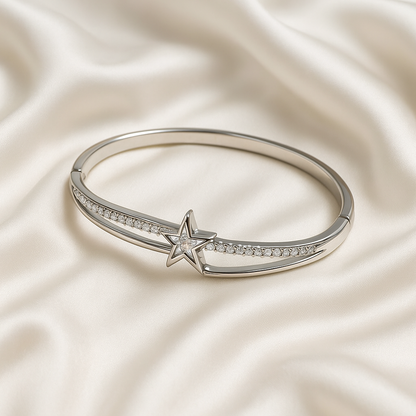 Starlight Elegance Artificial Silver Bangle