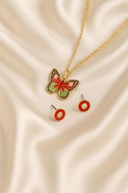 Eternal Bloom Butterfly Pendant Set