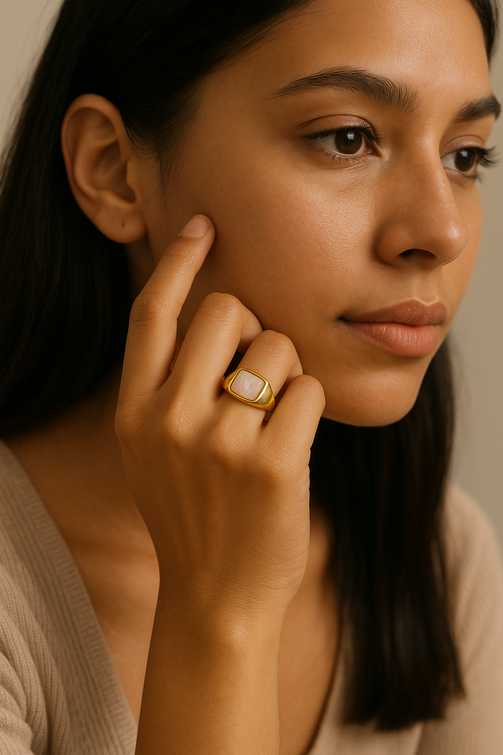 Aurora Luxe Artificial Gold Signet Ring