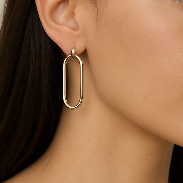 Sleek Oval Hoop Earrings