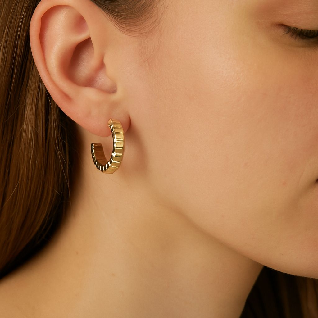 Golden Ripple Hoops