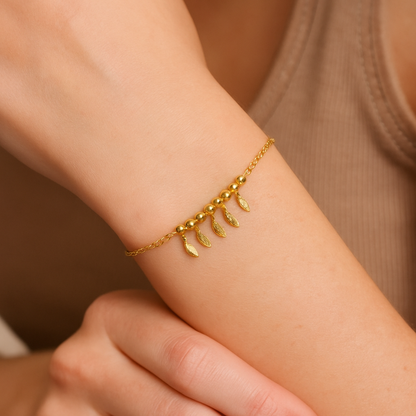 Golden Leaf Charm Bracelet