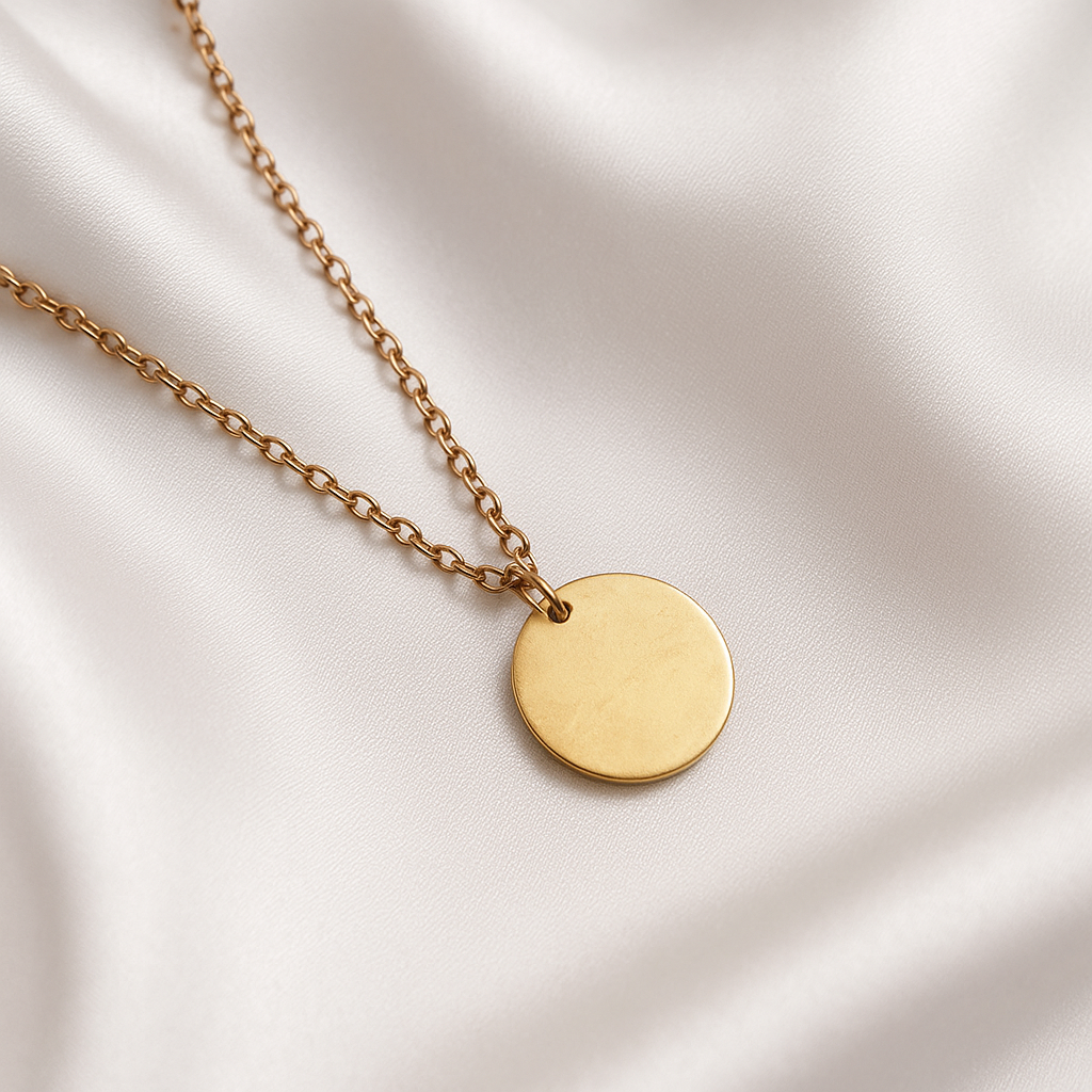 Golden Glow Disc Pendant Necklace