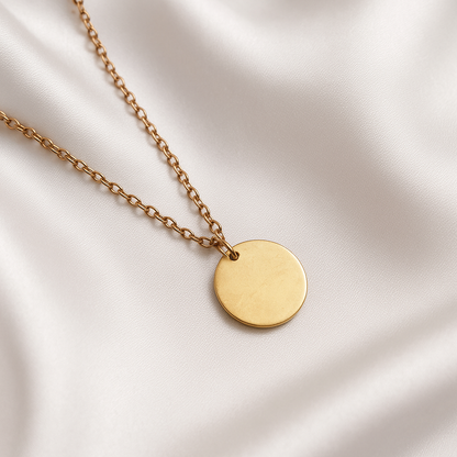 Golden Glow Disc Pendant Necklace