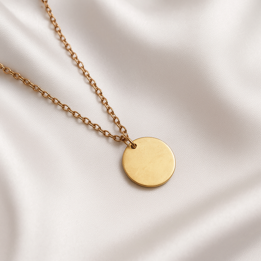 Golden Glow Disc Pendant Necklace