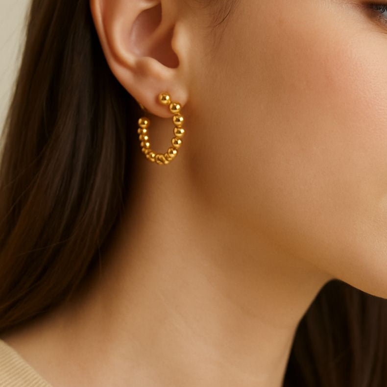 Beaded Charm Hoop Earrings