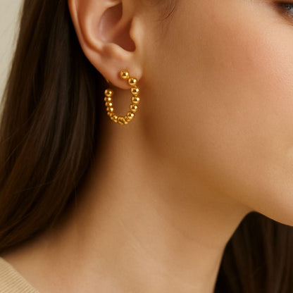 Beaded Charm Hoop Earrings