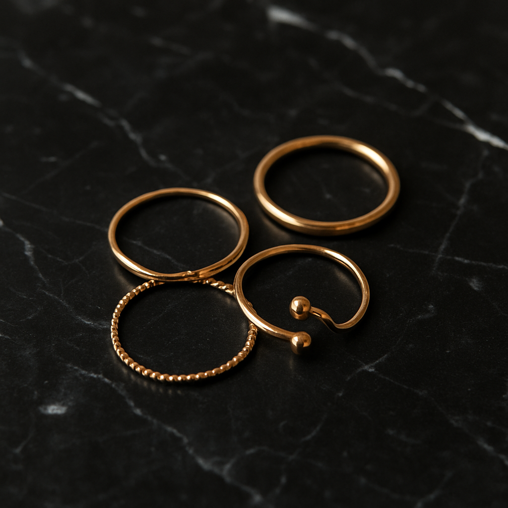 Golden Glow Stacked Ring Set