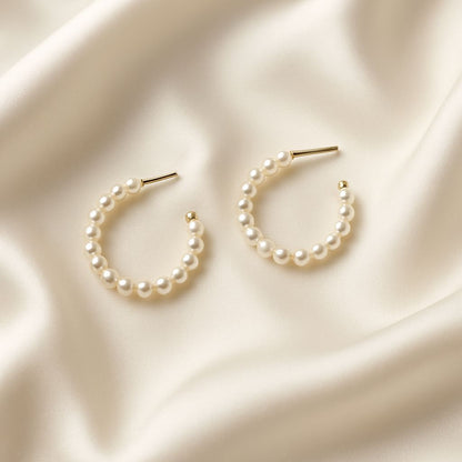 Pearl Loop Hoop Earrings