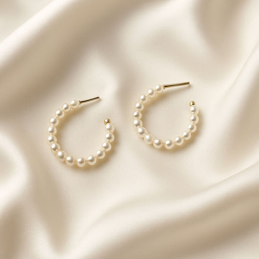 Pearl Loop Hoop Earrings