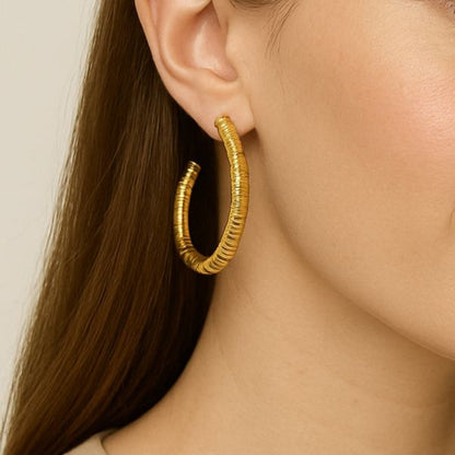 Golden Beaded Hoop Earrings