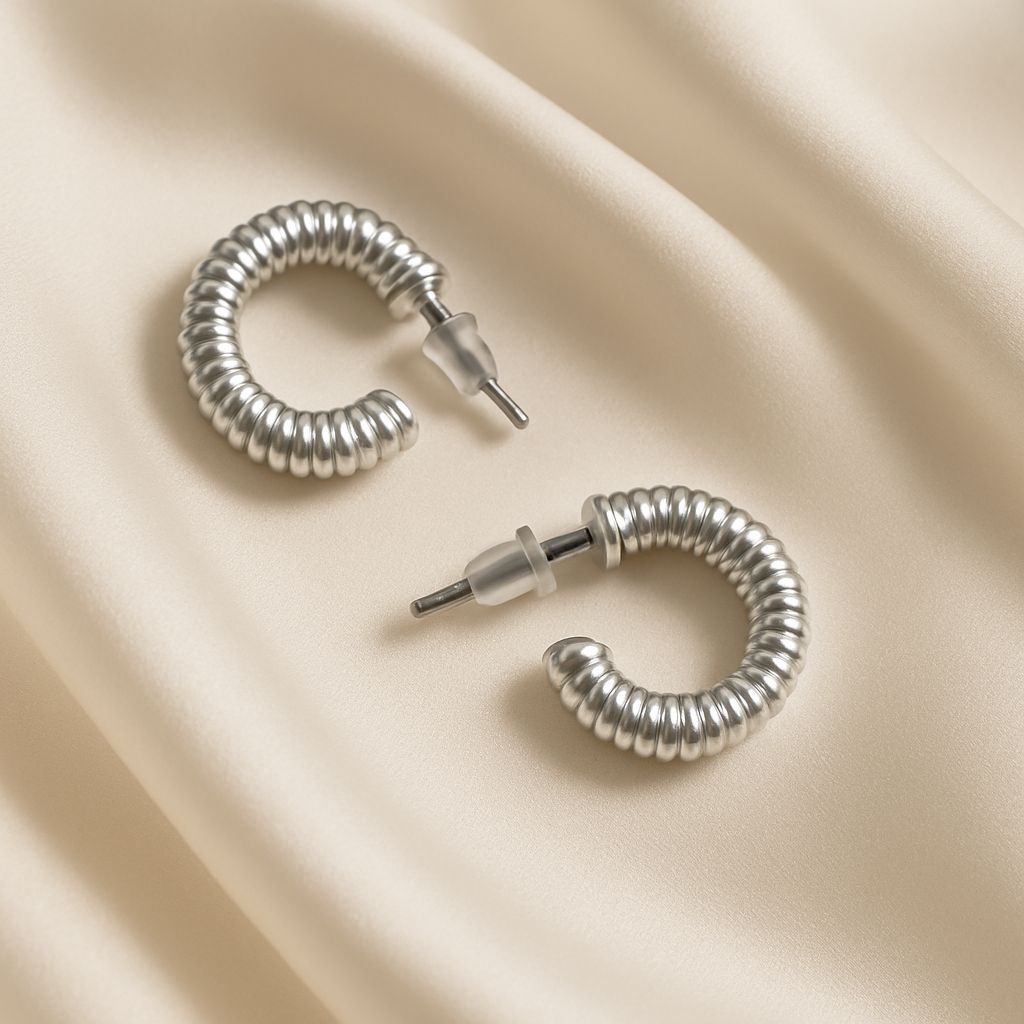 Slim Silver Spiral Hoop Earrings