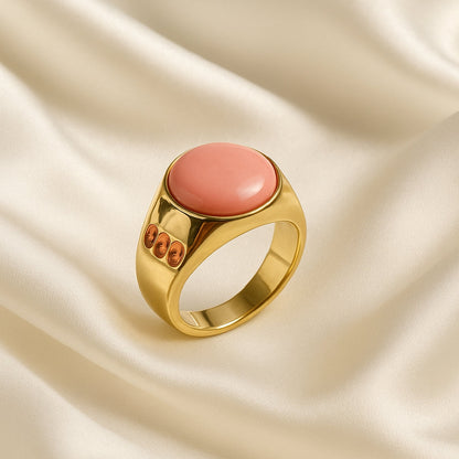 Elegant Gold-Tone Artificial Ring with Pink Stone