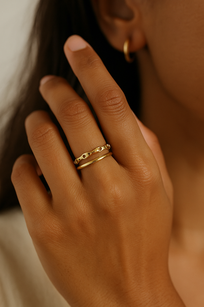 Radiant Duo – Elegant Artificial Gold-Tone Rings (Set of 2)